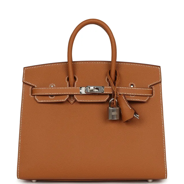 Hermès Birkin Sellier 25 Gold Epsom Palladium Hardware in Gold Epsom leather from Madison Avenue Couture