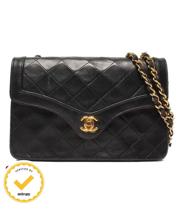 Chanel Chain Shoulder Bag Single Lambskin Gold in Gold Lambskin from The Reluxe
