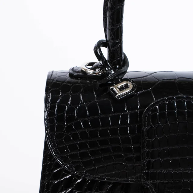 Delvaux Black Shiny Alligator Brillant Mini Bag in Black Crocodile from Labellov, photo 7 of 13