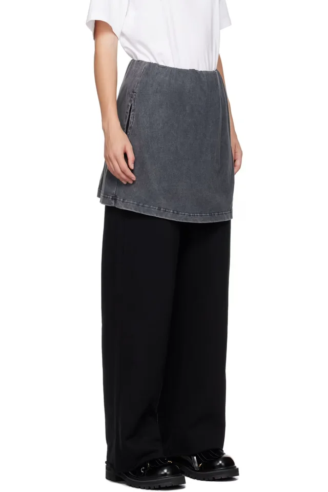 We11done Black Layered Lounge Pants, photo 2 of 4 from SSENSE