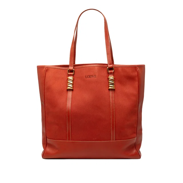 Orange LOEWE Leather Velazquez Twist Tote in Orange Leather from Designer Revival