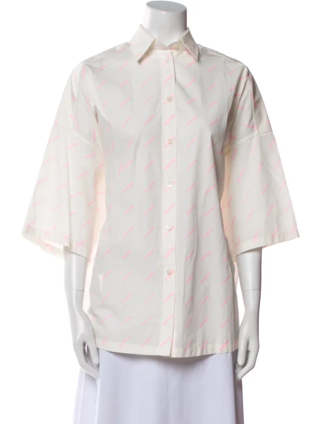 Balenciaga 2020 Printed Button-Up Top in white from The RealReal