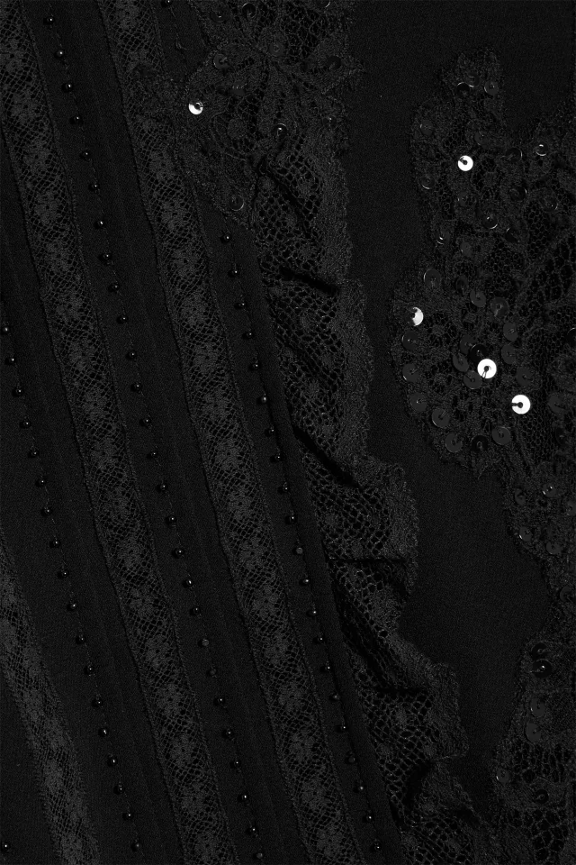 Valentino Garavani Embellished Lace-Paneled Silk-Crepe Mini Dress in Black, photo 4 of 4 from THE OUTNET