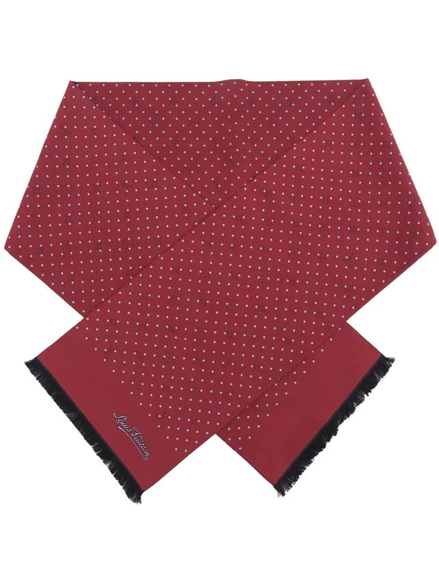 Louis Vuitton Silk Monogram Dot Pattern Stole - Bordeaux in Burgundy Silk from VINTAGE QOO TOKYO