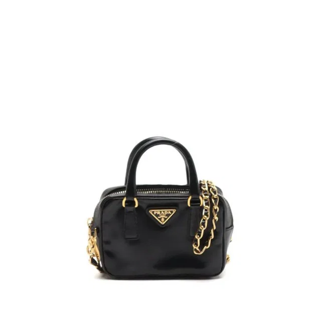 Prada Lux Saffiano Mini Bauletto Bag in Saffiano leather from A Retro Tale