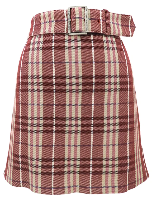 Burberry Checkered Mini Skirt #36 Red in Red from VINTAGE QOO TOKYO