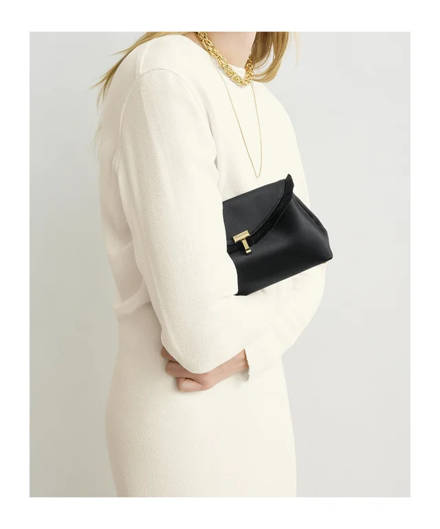 Toteme Mini T-lock frayed satin clutch black, photo 4 of 6 from SENSER