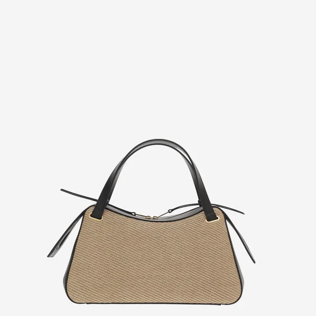 Jil Sander Leather And Raffia Shoulder Bag — Beige Polyamide in Beige Raffia from HEWI