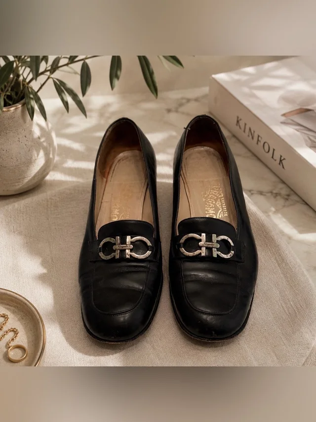 Ferragamo Leather Loafers With Silver Accent Size 10 in black Leather from Poshmark