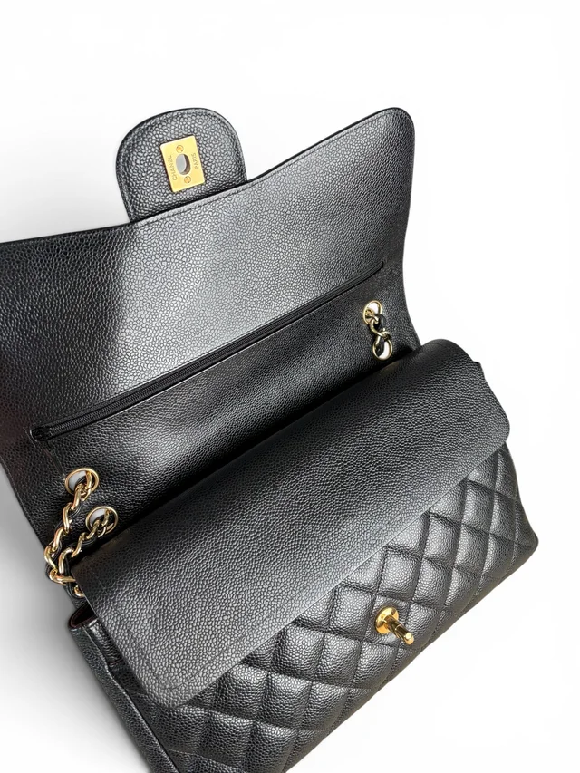 Chanel Black Caviar Jumbo Double Flap Classic in Black Caviar leather from Season 2 Consign, photo 10 of 11