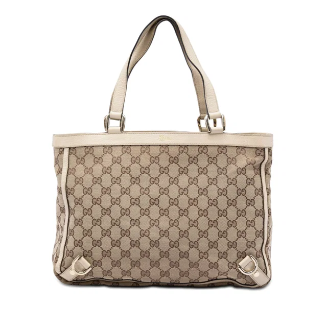 Beige Gucci GG Canvas Abbey D Ring Tote in Beige Canvas from Designer Revival