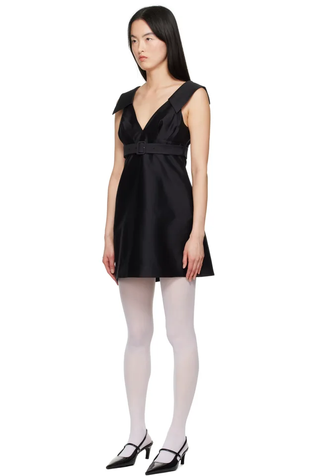 SHUSHU/TONG Black A-Line Lapel Minidress, photo 4 of 5 from SSENSE