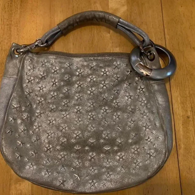 Jimmy Choo Women's Shoulder bags - Grey/Silver in silver|gray Leather from Depop, photo 1 of 1
