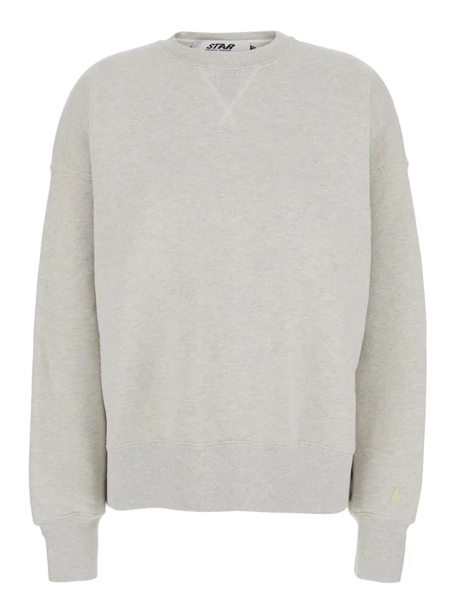 GOLDEN GOOSE gray Crewneck sweatshirt with glitter logo lettering on the front in cotton for women in Grey 100% Cotton, photo 2 of 6 from Gaudenzi Boutique