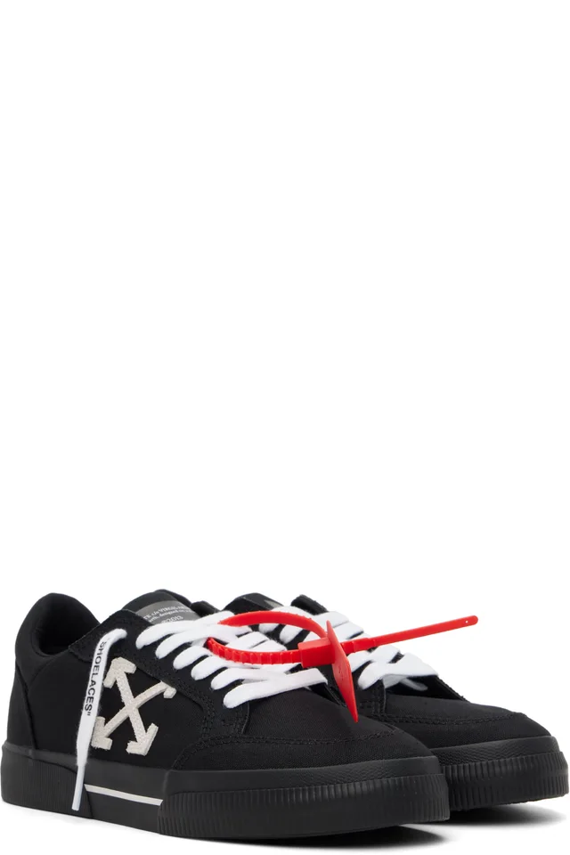 Off-White Black Vulcanized Low Canvas Sneakers, photo 4 of 5 from SSENSE