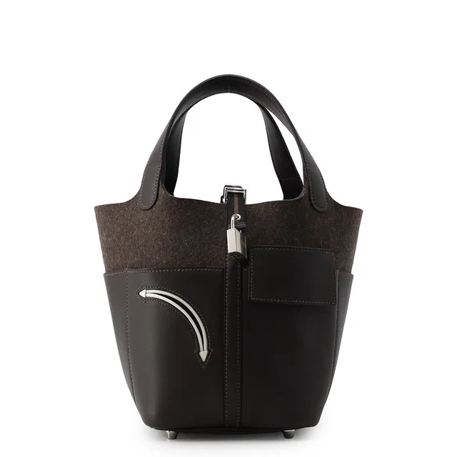 Hermès Picotin Lock Go Team Ebene Swift Leather Felt Size PM in Brown Swift leather from GALLERY RARE