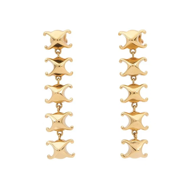 Celine Earrings Triomphe Studded Long Metal from The Reluxe