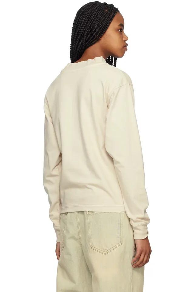 We11done Beige Crewneck Long Sleeve T-Shirt, photo 3 of 4 from SSENSE
