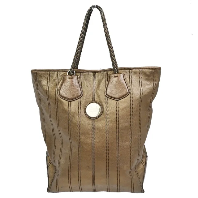 Celine Shoulder Bag Tote Metallic Brown Leather in Brown Leather from The Reluxe