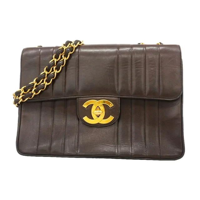 Chanel Shoulder Bag Mademoiselle Lambskin Black Gold in Black Lambskin from The Reluxe