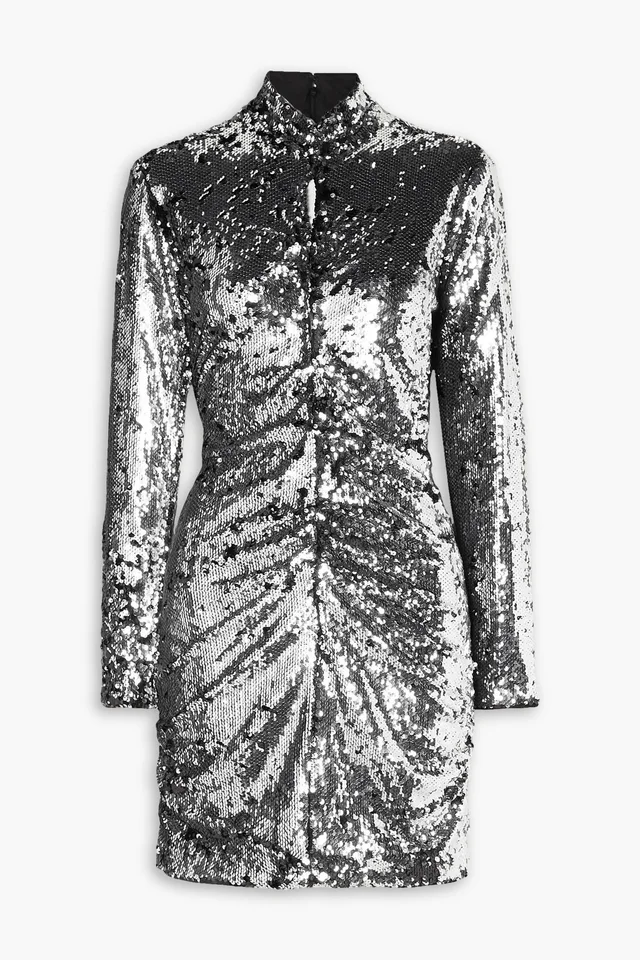 Isabel Marant Ruched Sequined Cotton-Jersey Mini Dress in Metallic from THE OUTNET, photo 1 of 1