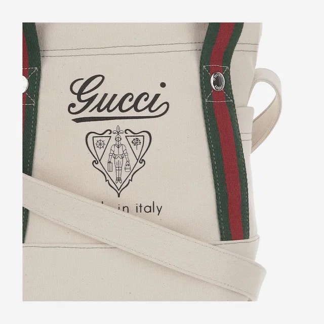 Gucci Logo-Printed Canvas Shoulder Bag — White Cotton in White Canvas from HEWI