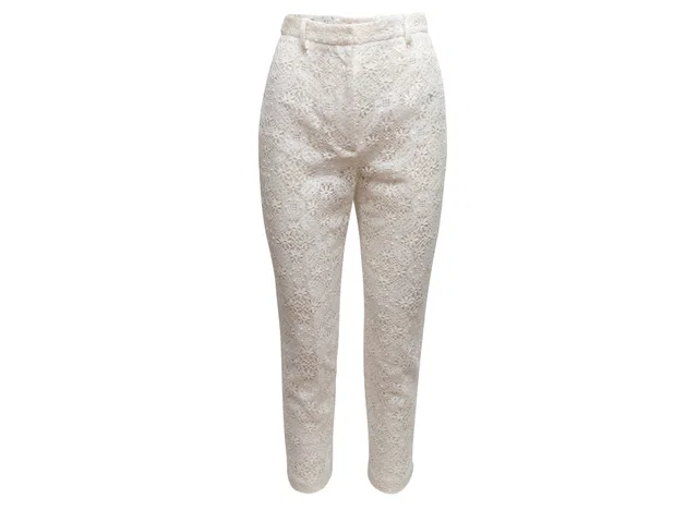 White Alexander McQueen Lace Skinny Pants Size IT 40 in White from Designer Revival