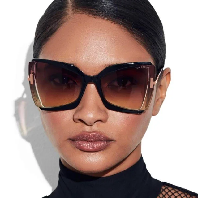Tom Ford Women's Sunglasses - Brown/Black in black|brown|red from Depop, photo 1 of 1