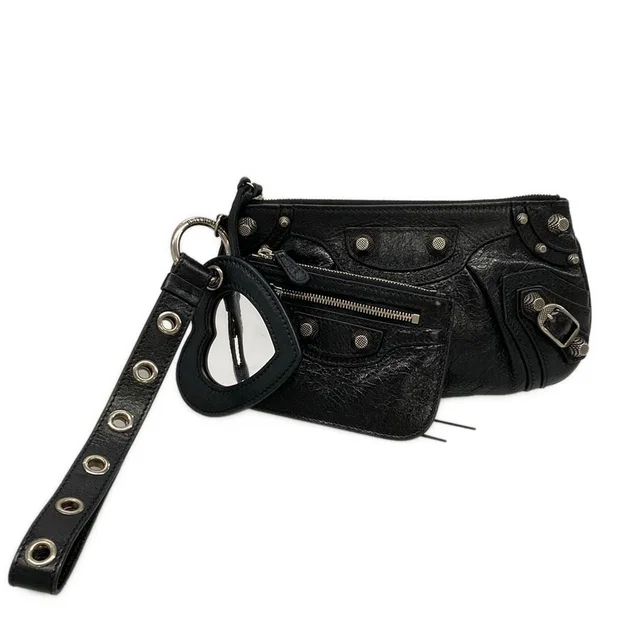 Balenciaga Clutch Le Cagole Black Leather in Black Leather from The Reluxe