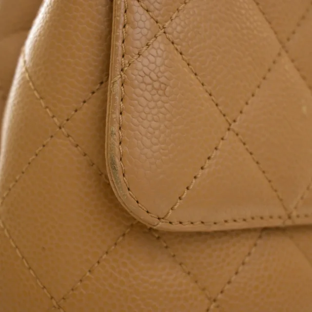 Beige Chanel CC Quilted Caviar Kelly Top Handle Bag Handbag in Beige Caviar leather from Designer Revival, photo 8 of 15