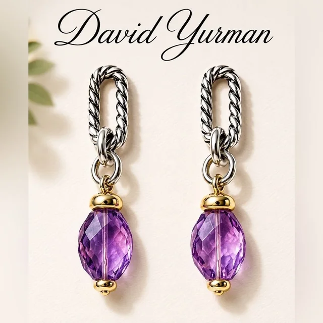 David Yurman Amethyst Bijoux Drop Dangle Earrings 925 Sterling Silver 750 18k in gold|purple from Poshmark