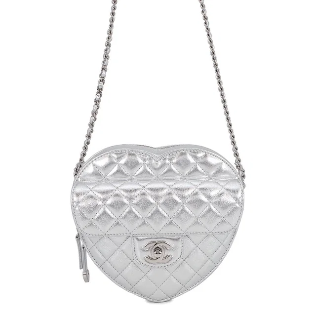 Chanel Matelasse Heart Shape ChainShoulder Bag SilverAS5764-B21928-NF635 MetalicLambskin from GALLERY RARE