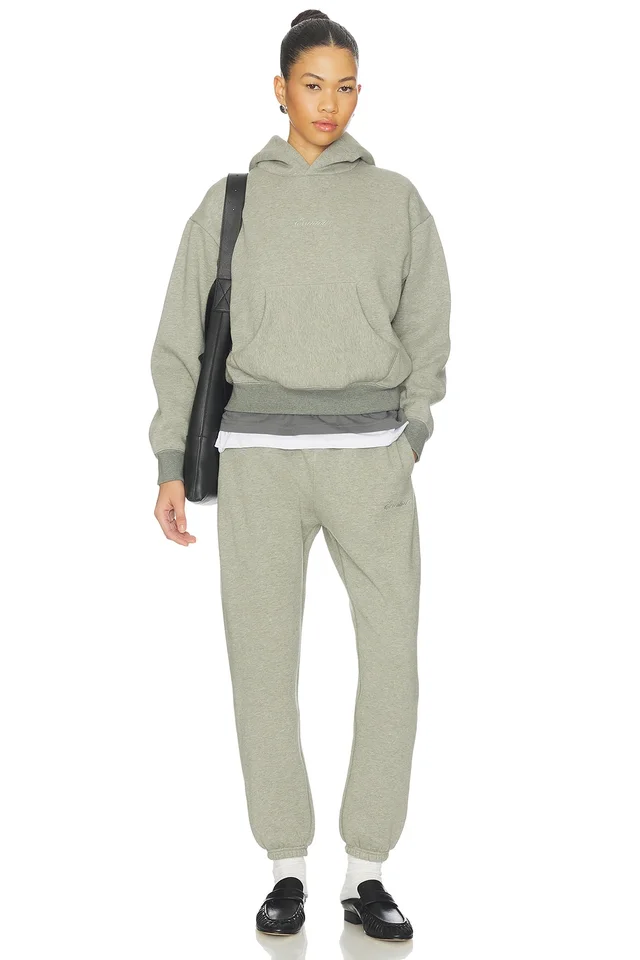 Fear of God ESSENTIALS Signature Classic Hoodie in Concrete Heather & Dark Concrete Heather, photo 4 of 5 from REVOLVE (Canada)