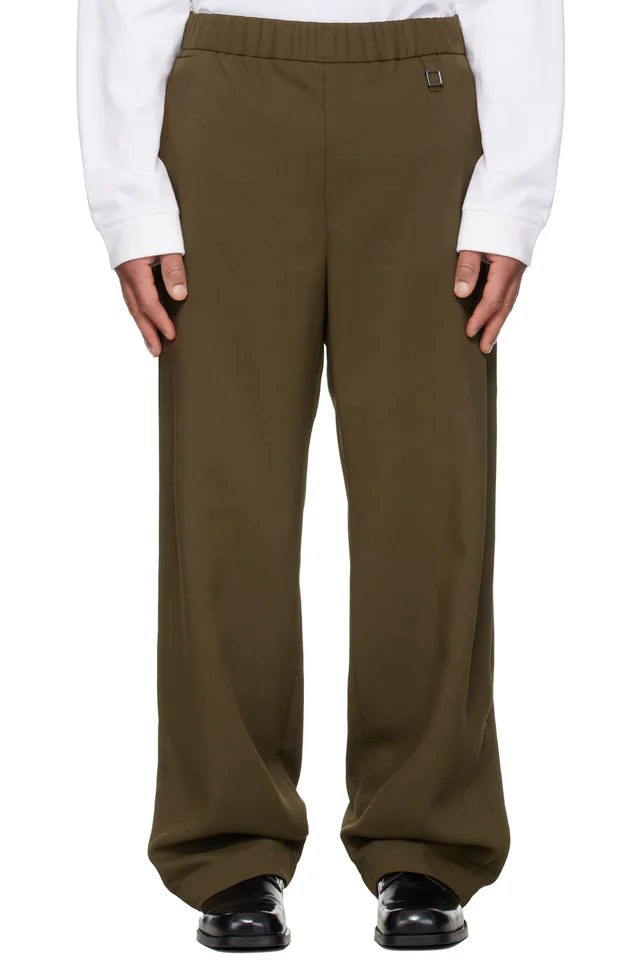 Khaki Twill Elasticized Waist Trousers, image 1 of 1 from SSENSE