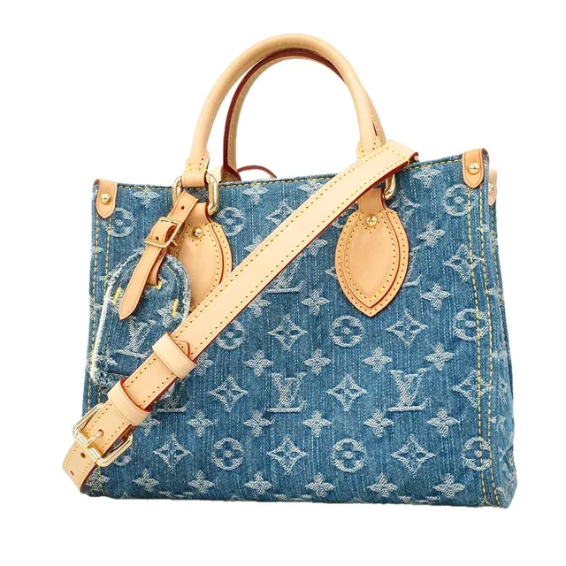 Louis Vuitton Handbag Monogram Denim On The Go PM Blue 2-Way Bag in Blue Denim from The Reluxe