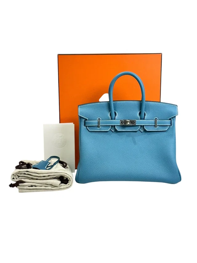 Hermès Birkin 25cm Blue Jean Togo W Stamp in Blue Togo leather from Luxury Promise