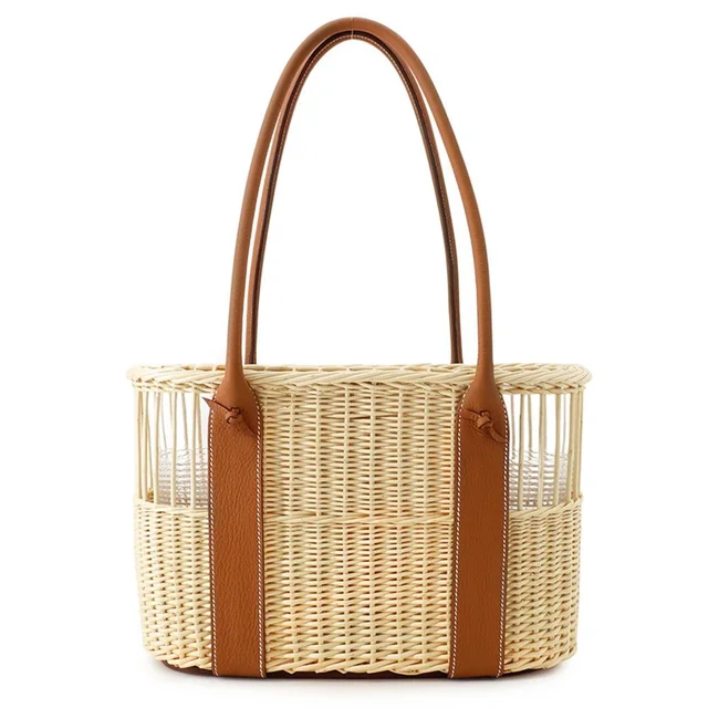 Hermès Bottle Basket Park Gold Willow Taurillon Squirrel Wine Glass Included in Burgundy from The Reluxe