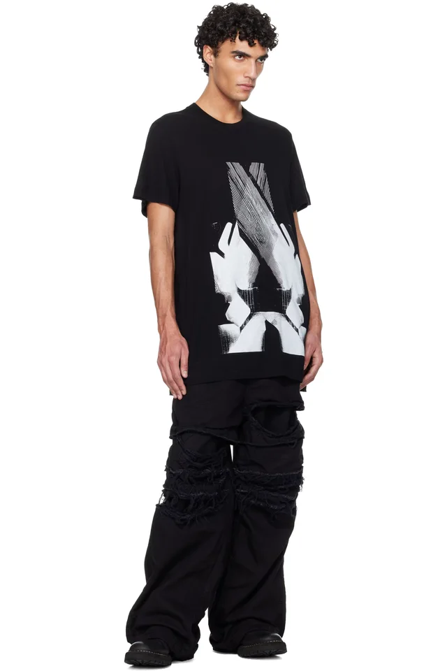 Julius Black Numinous Print Flare T-shirt, photo 4 of 4 from SSENSE