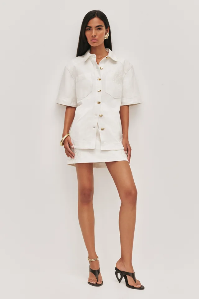 AJE Halo Embroidered Shirt in White from Aje, photo 1 of 1