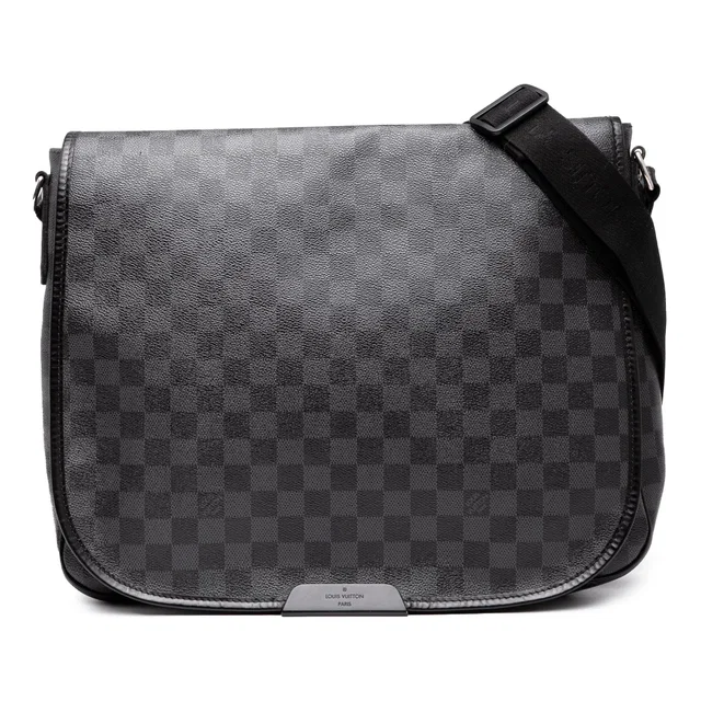 Black Louis Vuitton Damier Graphite Daniel MM Crossbody Bag in Black Canvas from Designer Revival