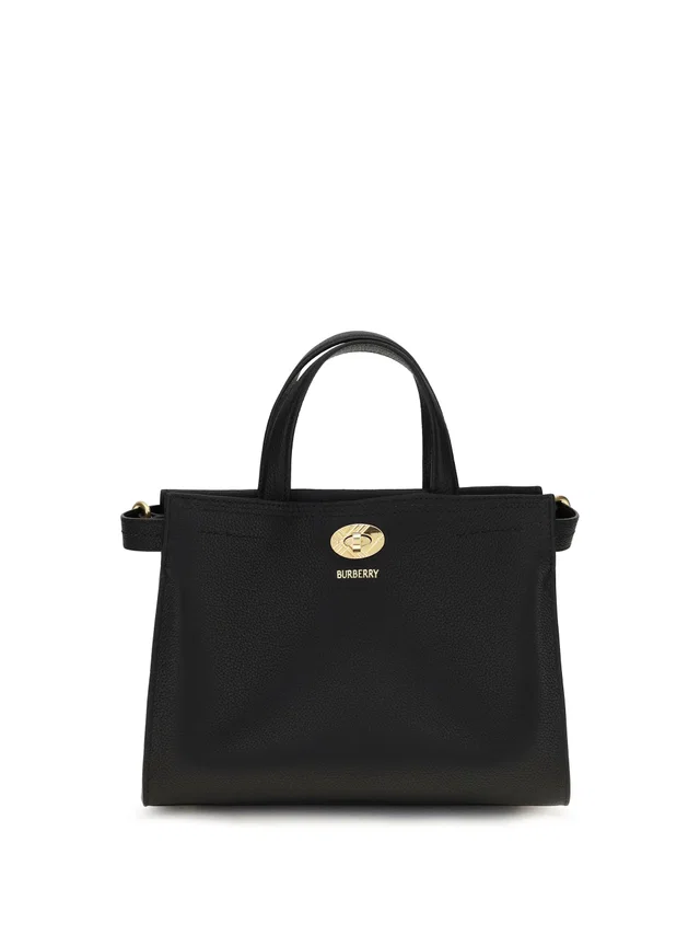 Burberry Check Top Handle Bag — Black Cotton; Polyester in Black Calfskin from HEWI