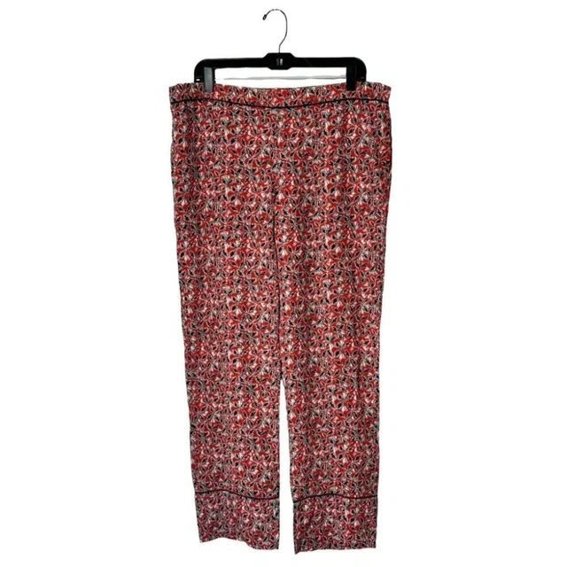 Marni Pants Womens 10 Red Silk Abstract Floral Print Flowy Wide Leg in black|red Silk from Poshmark
