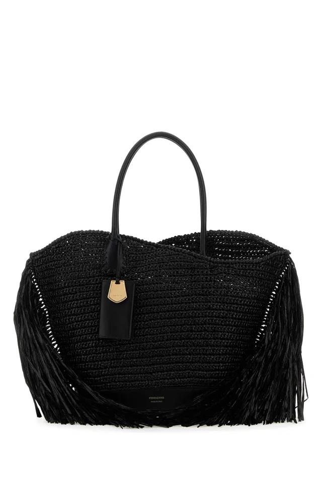 Ferragamo Cout Tote Bag — Black in Black Woven leather from HEWI