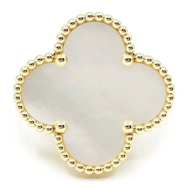 Van Cleef & Arpels 18k Yellow Gold Magic Alhambra Mop White Butterfly Shell Ring in White from The Reluxe