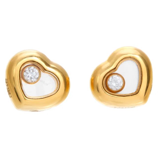 Chopard Icon earrings in 18k with single floating diamonds in Yellow Gold from Gray And Sons