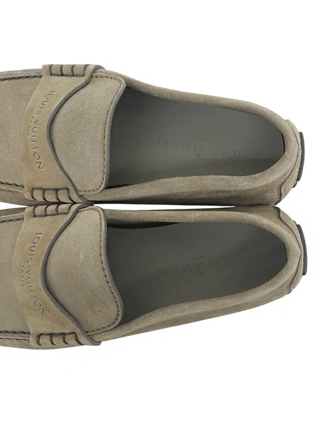 Louis Vuitton Suede Logo Loafers Khaki in Green Suede from VINTAGE QOO TOKYO, photo 2 of 2