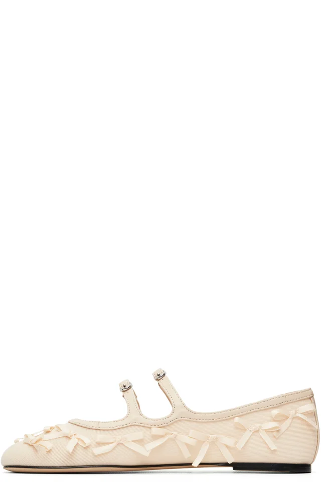 Marc Jacobs Beige 'The Bow Mesh Kiki' Ballerina Flats, photo 3 of 5 from SSENSE