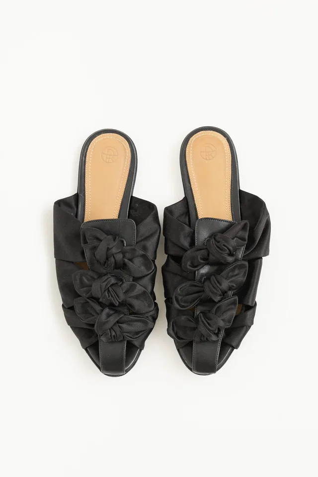 The Row Capri Bow Sandal in Satin from VSP Consignment