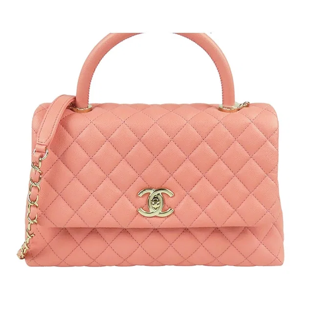 Chanel Coco Handle 29 s Pink Gold Caviar Leather Quilted 2-Way Chen Shoulder Bag in Pink Caviar leather from The Reluxe