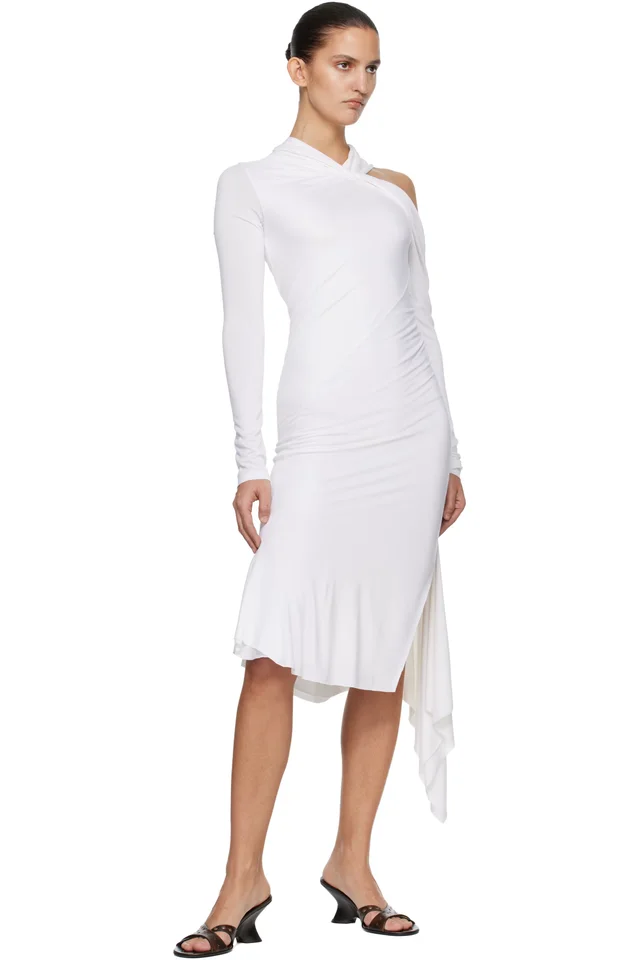 AARON ESH White Jersey Twist Strap Midi Dress, photo 4 of 4 from SSENSE